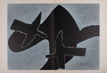 Lithographie Braque - Oiseaux sur fond noir, 1958