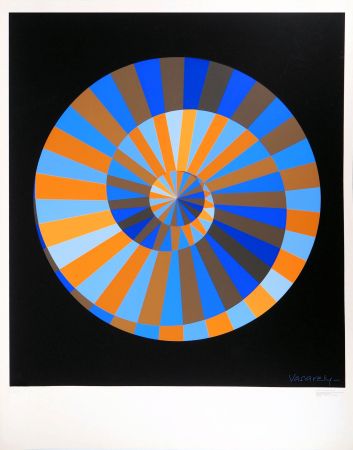 Sérigraphie Vasarely - Olympia, Ciel et Soleil (composition cinétique)
