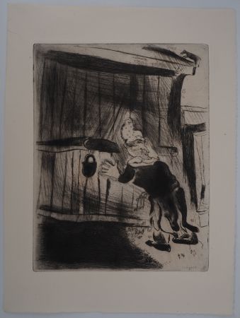 Gravure Chagall - On frappe à la porte (Pliouchkine à la porte)