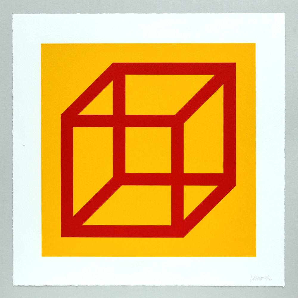 Linogravure Lewitt - Open Cube in Color on Color Plate 01