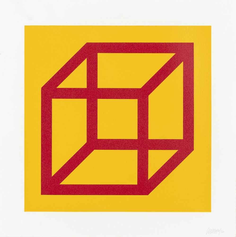 Linogravure Lewitt - Open Cube in Color on Color Plate 01 