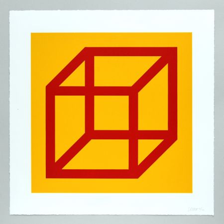 Linogravure Lewitt - Open Cube in Color on Color Plate 01