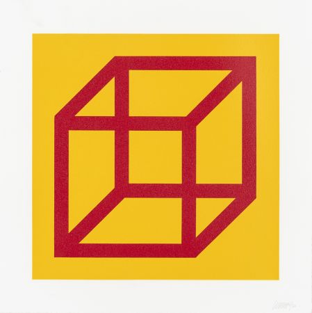 Linogravure Lewitt - Open Cube in Color on Color Plate 01 