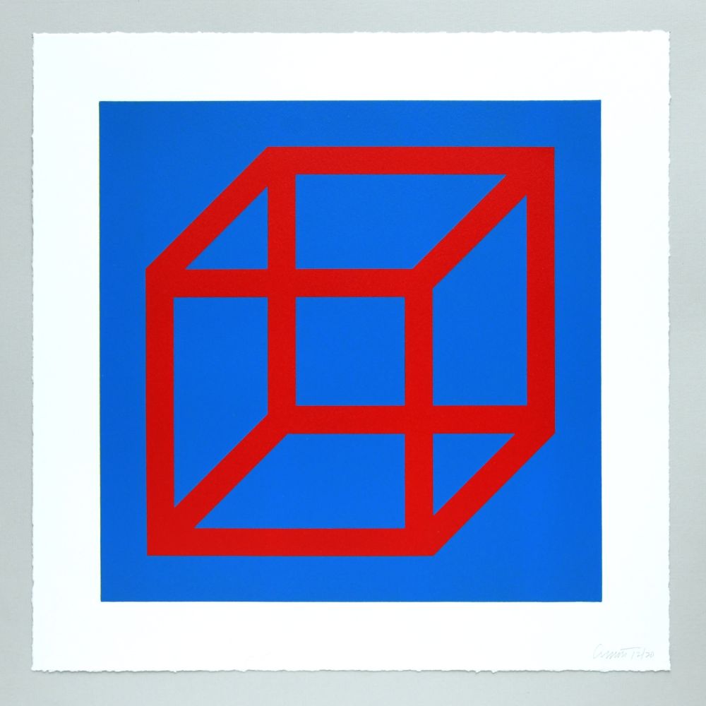 Linogravure Lewitt - Open Cube in Color on Color Plate 02