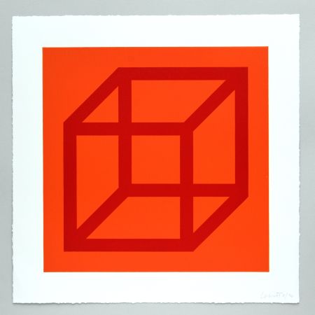 Linogravure Lewitt - Open Cube in Color on Color Plate 03