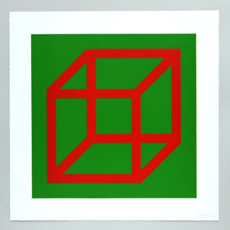 Linogravure Lewitt - Open Cube in Color on Color Plate 04