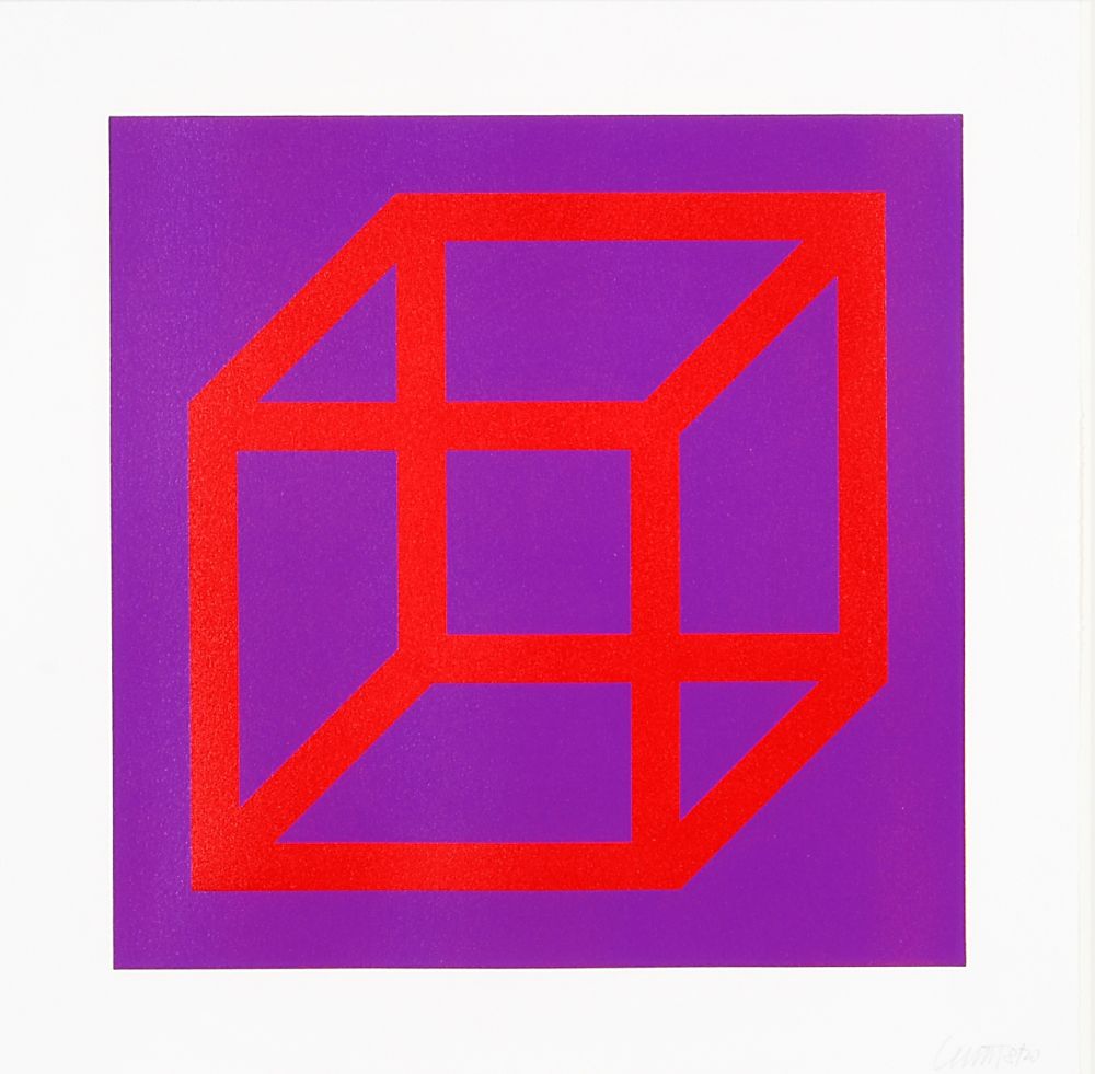 Linogravure Lewitt - Open Cube in Color on Color Plate 05