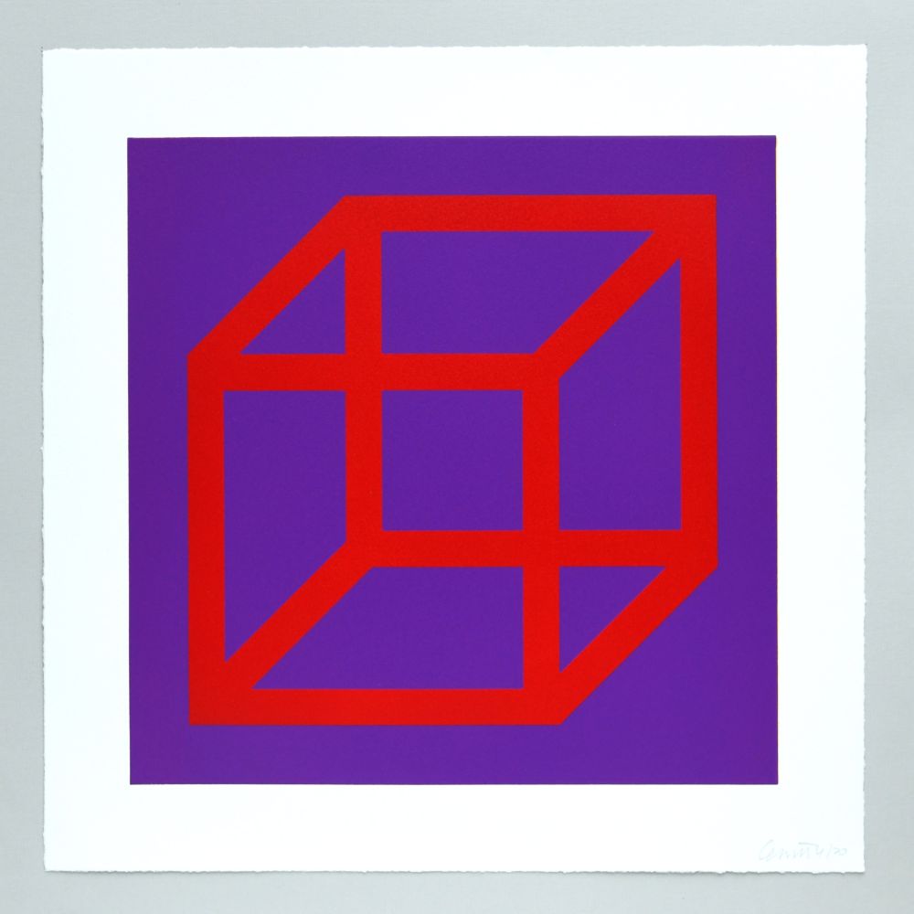 Linogravure Lewitt - Open Cube in Color on Color Plate 05