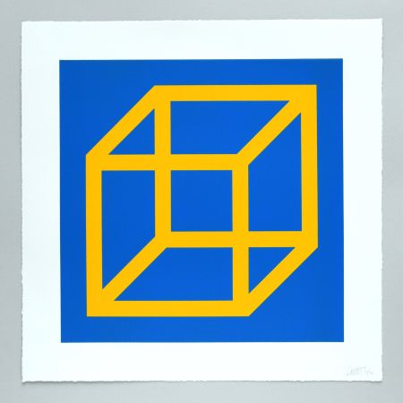 Linogravure Lewitt - Open Cube in Color on Color Plate 06