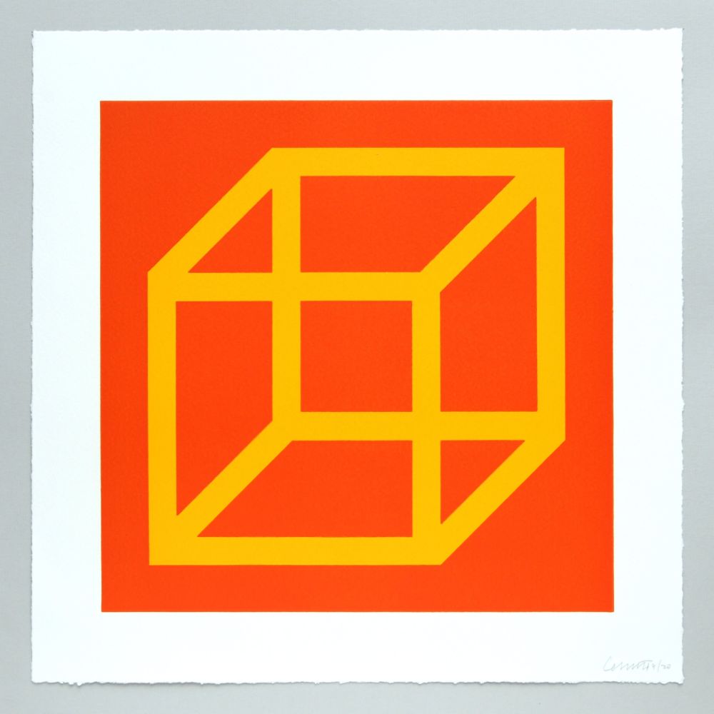 Linogravure Lewitt - Open Cube in Color on Color Plate 07