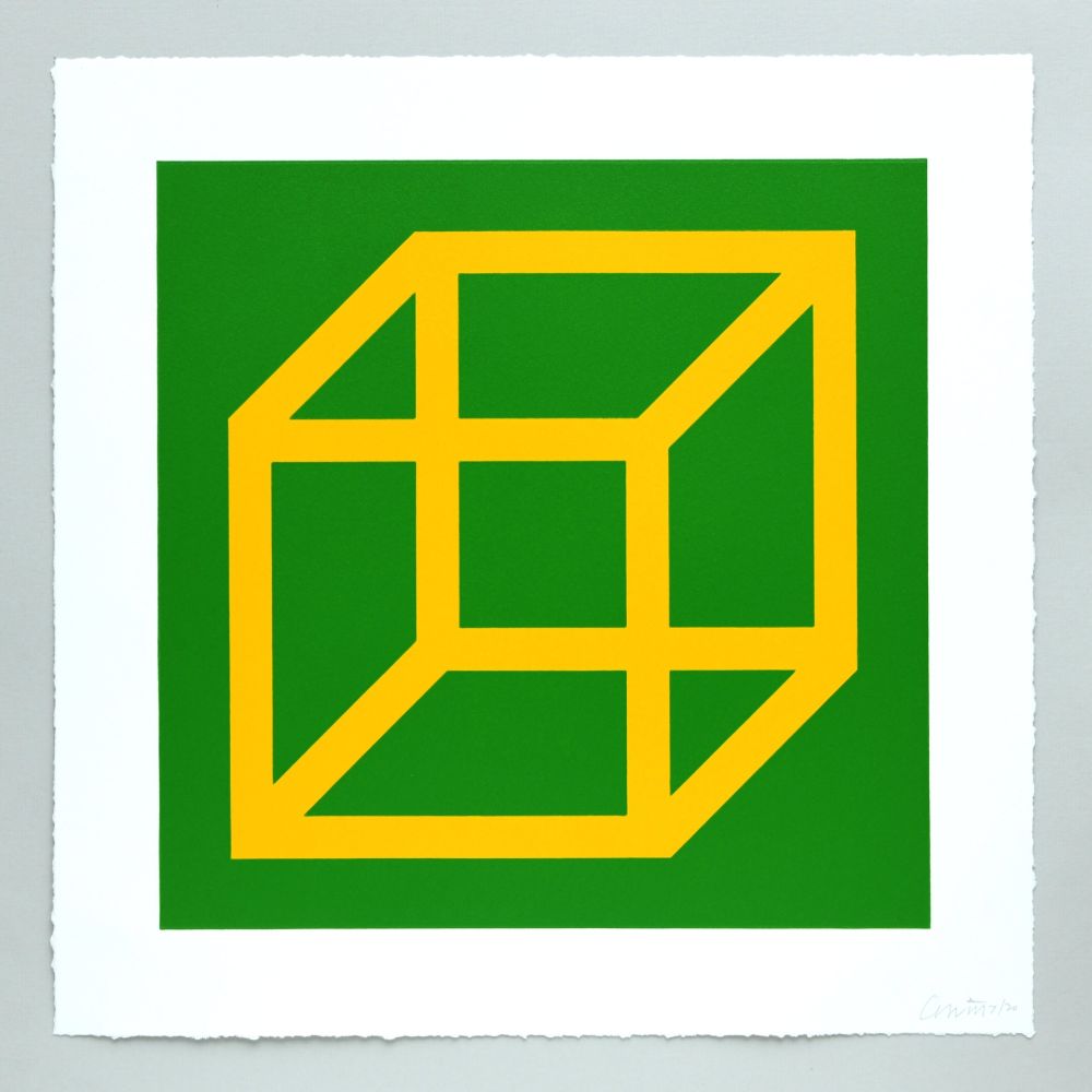 Linogravure Lewitt - Open Cube in Color on Color Plate 08
