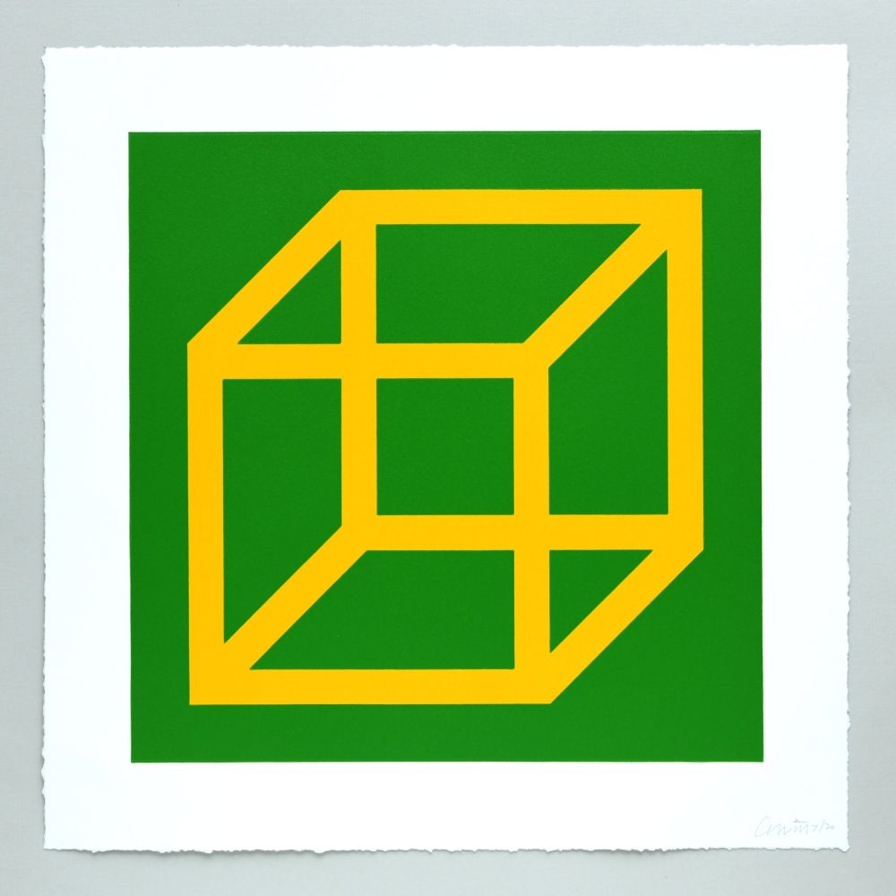 Linogravure Lewitt - Open Cube in Color on Color Plate 08