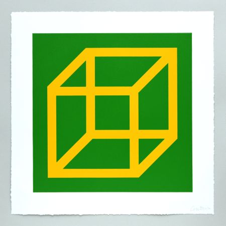 Linogravure Lewitt - Open Cube in Color on Color Plate 08