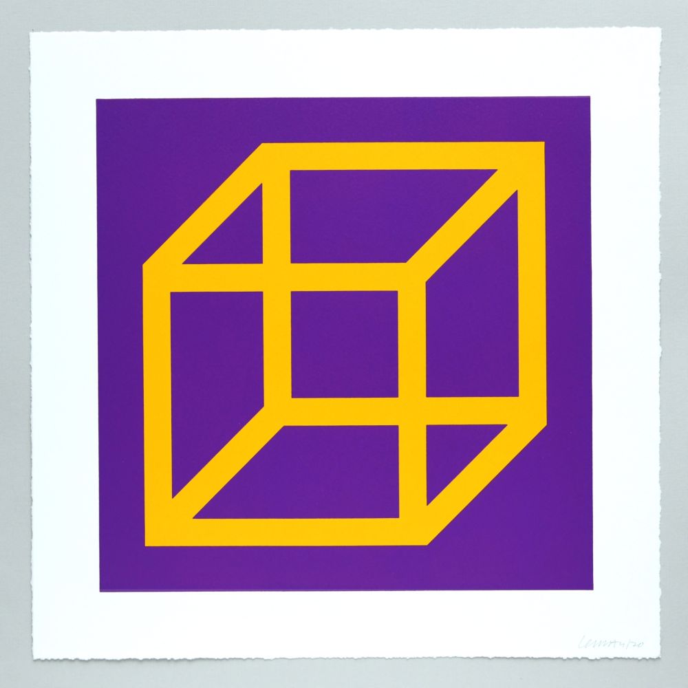 Linogravure Lewitt - Open Cube in Color on Color Plate 09