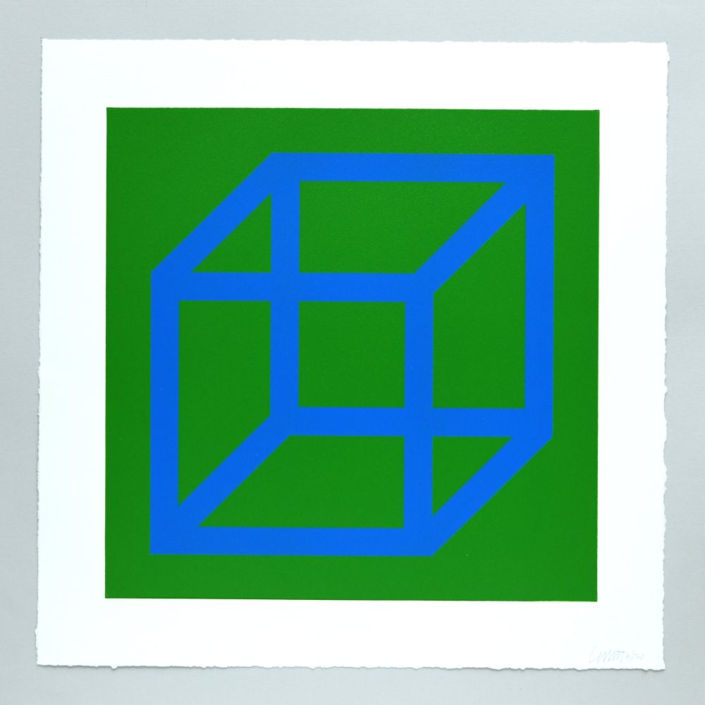 Linogravure Lewitt - Open Cube in Color on Color Plate 12
