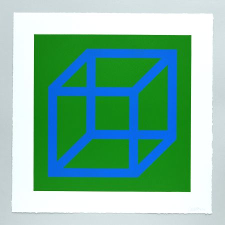 Linogravure Lewitt - Open Cube in Color on Color Plate 12