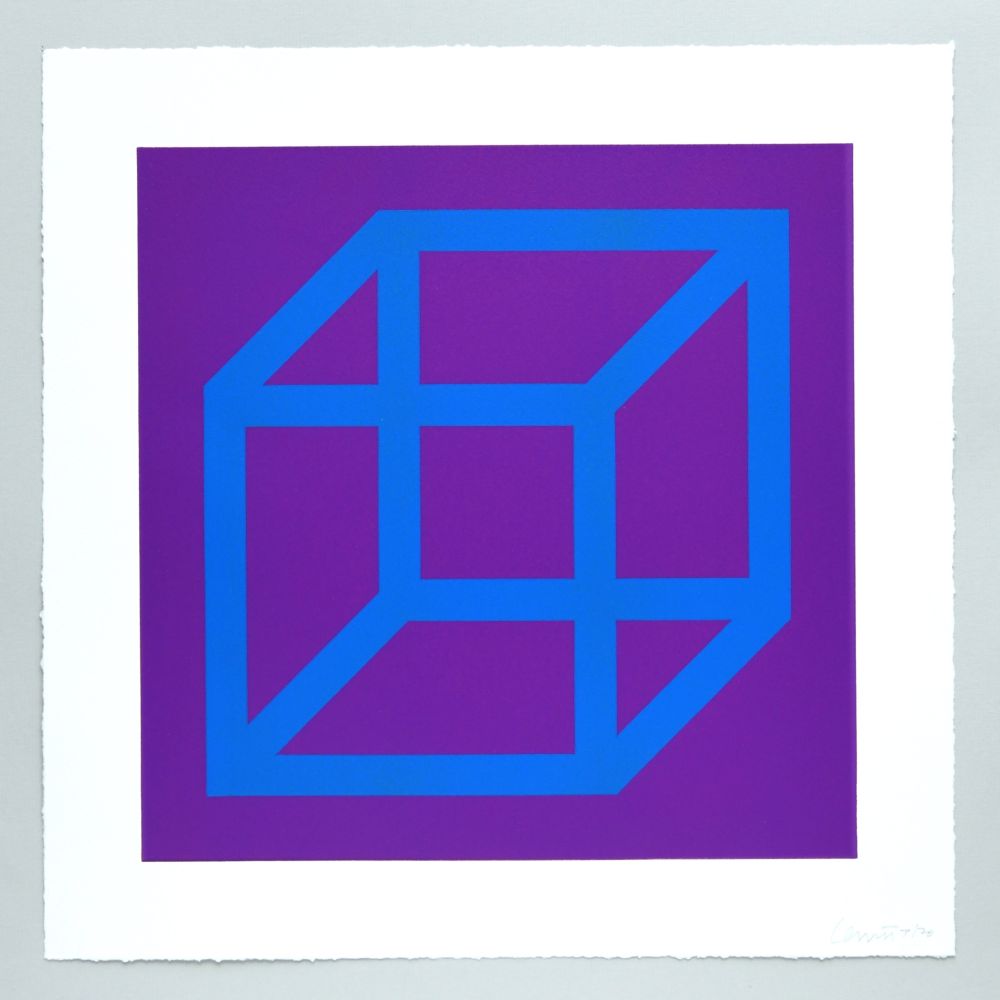 Linogravure Lewitt - Open Cube in Color on Color Plate 13