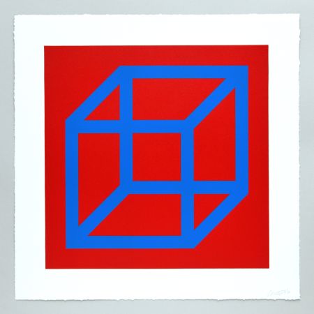 Linogravure Lewitt - Open Cube in Color on Color Plate 14