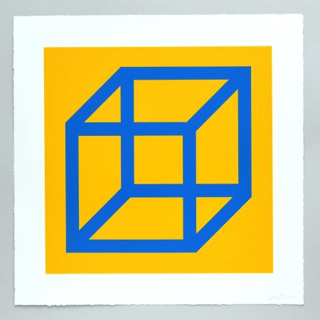 Linogravure Lewitt - Open Cube in Color on Color Plate 15