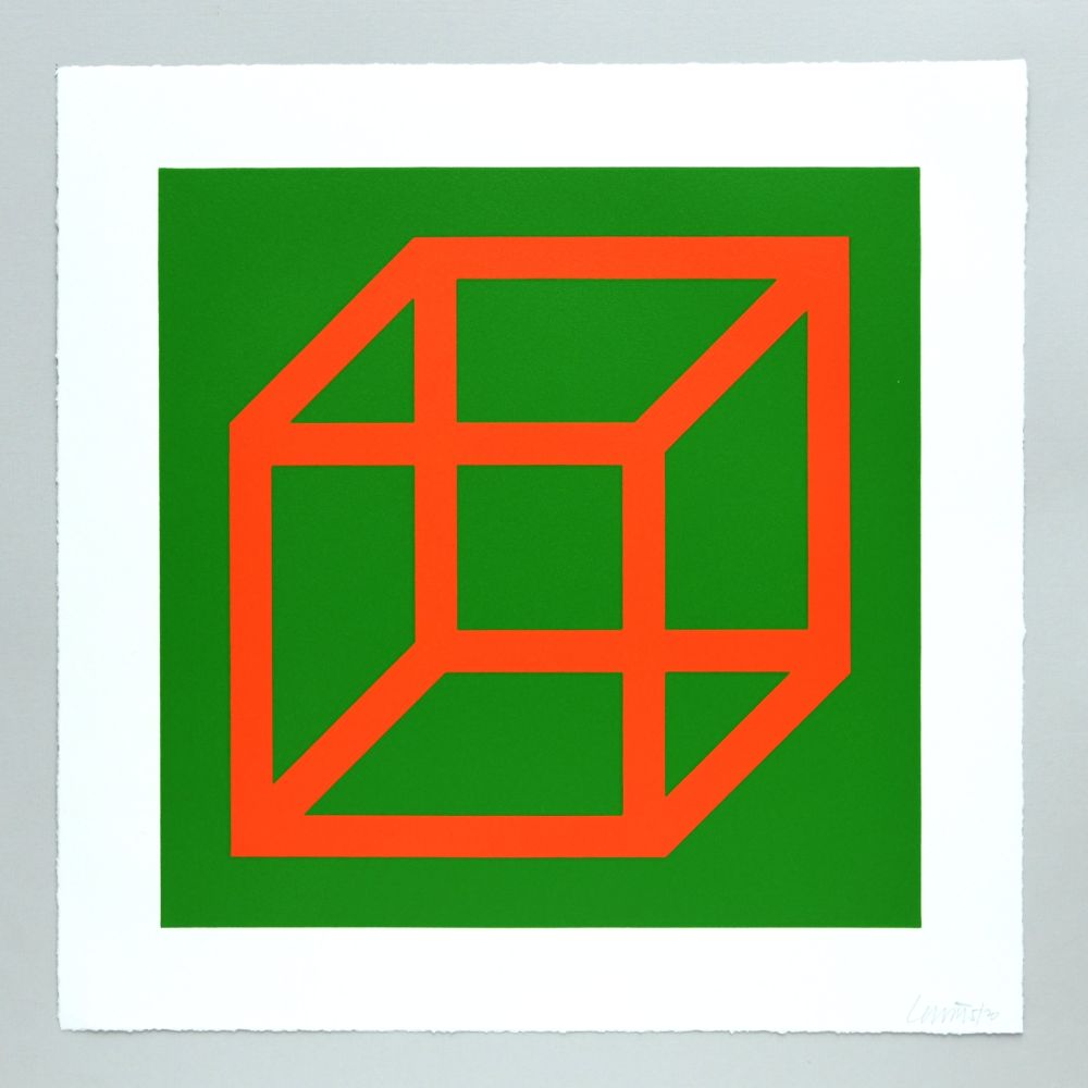 Linogravure Lewitt - Open Cube in Color on Color Plate 16