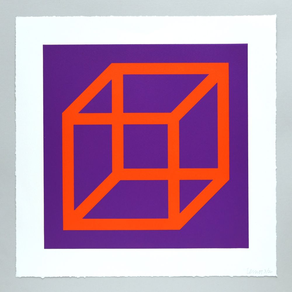 Linogravure Lewitt - Open Cube in Color on Color Plate 17