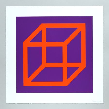 Linogravure Lewitt - Open Cube in Color on Color Plate 17