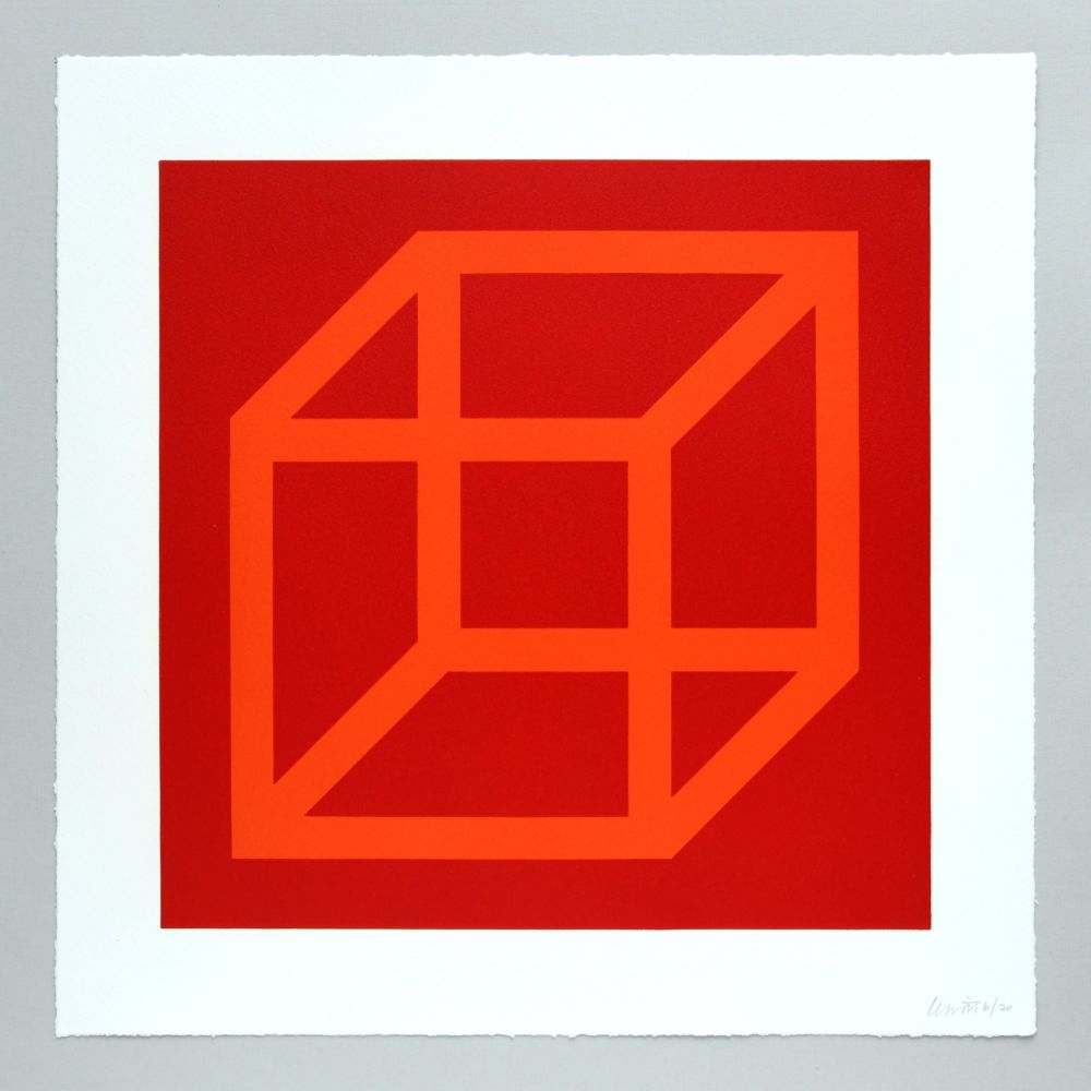 Linogravure Lewitt - Open Cube in Color on Color Plate 18