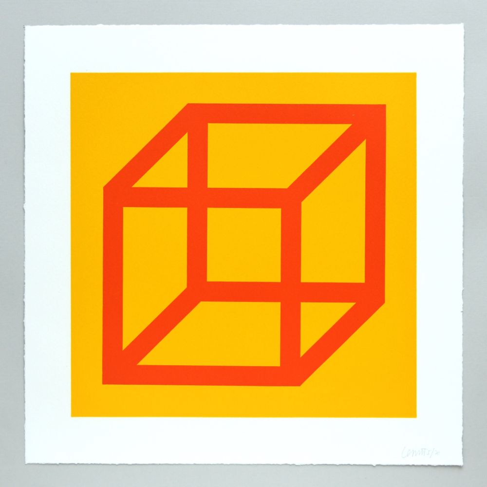 Linogravure Lewitt - Open Cube in Color on Color Plate 19