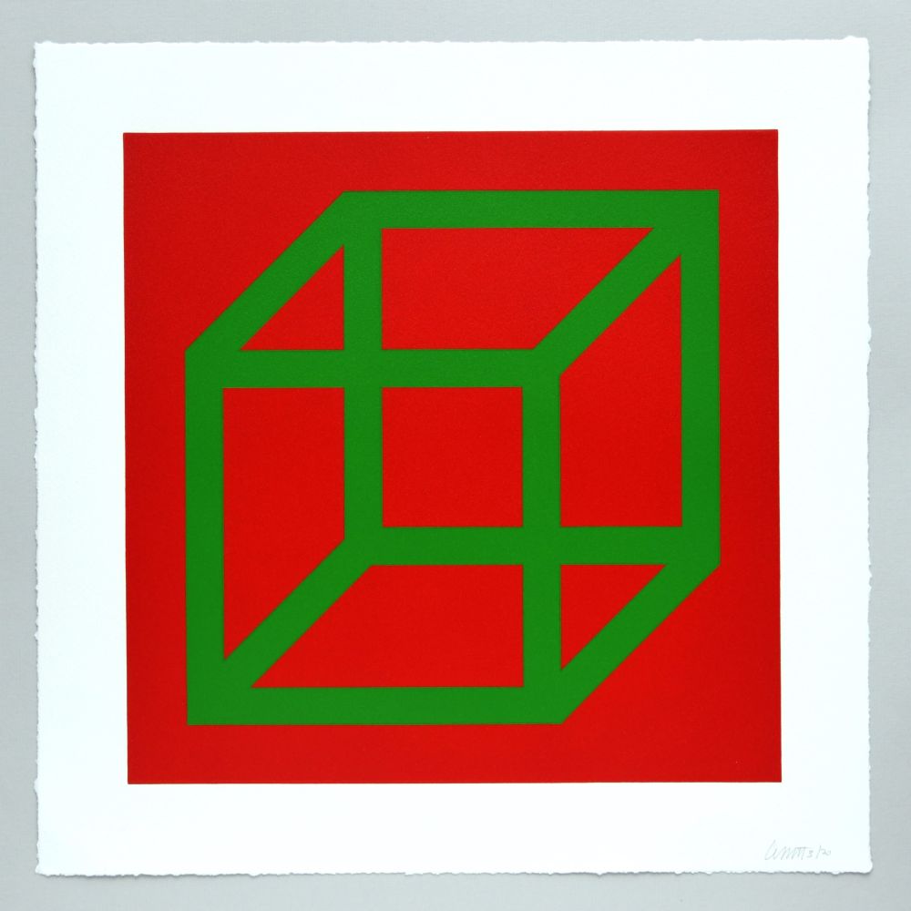 Linogravure Lewitt - Open Cube in Color on Color Plate 22