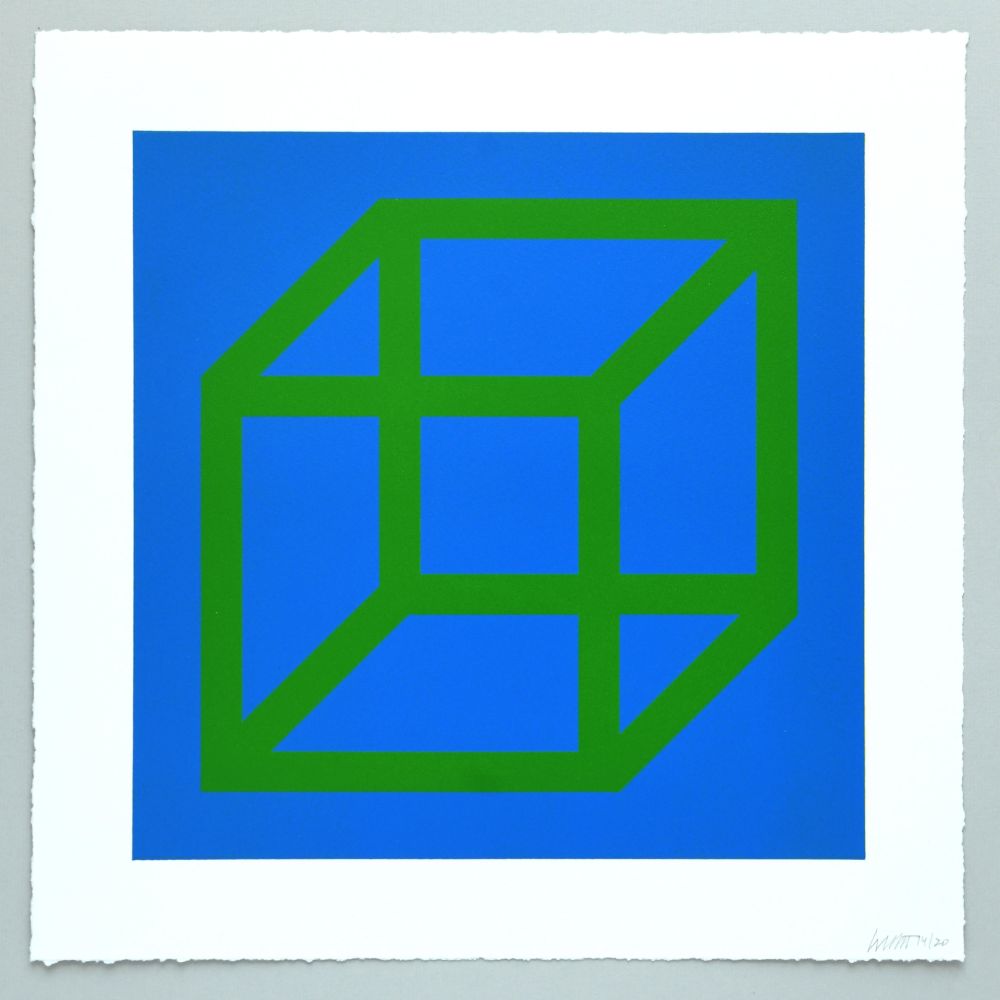 Linogravure Lewitt - Open Cube in Color on Color Plate 24