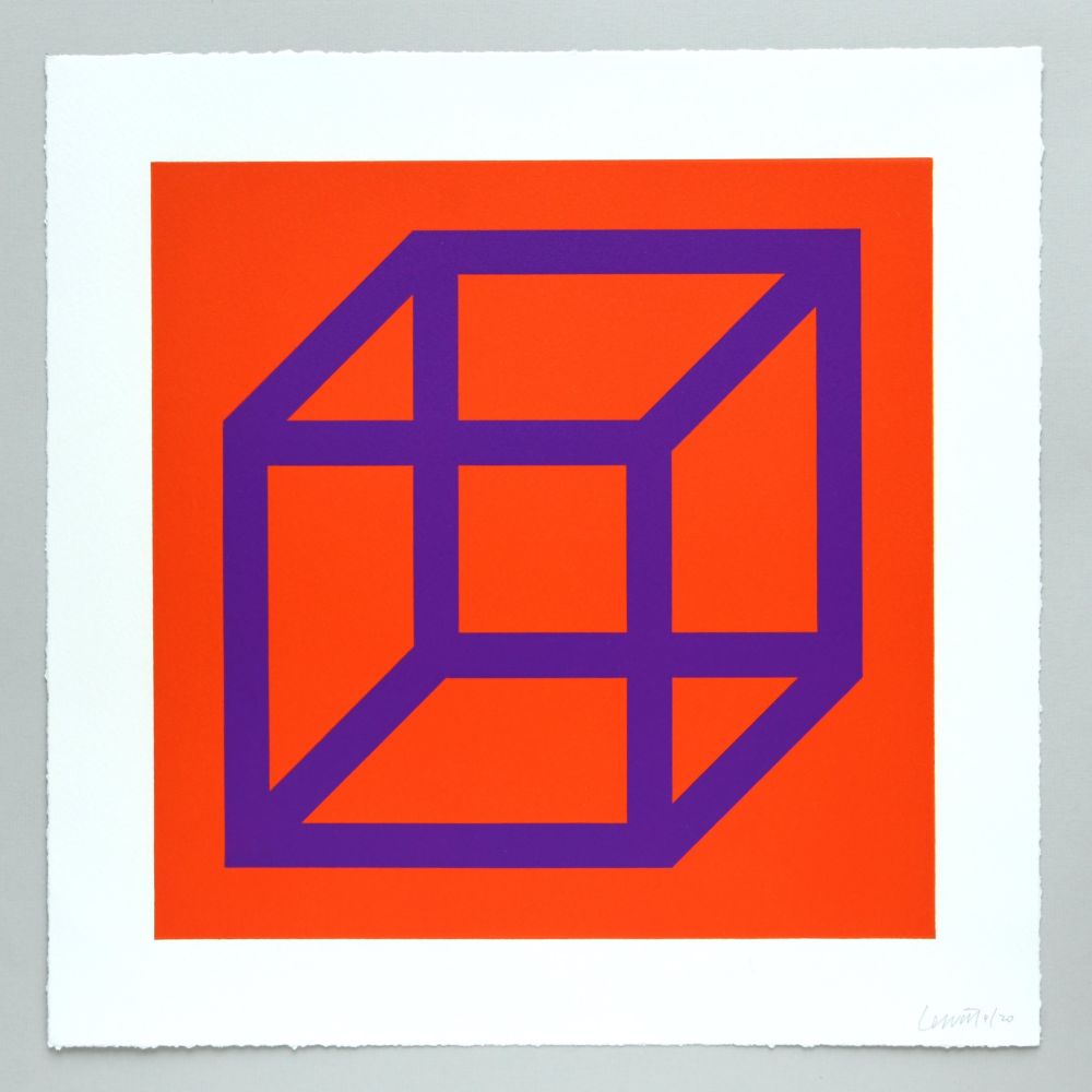 Linogravure Lewitt - Open Cube in Color on Color Plate 29
