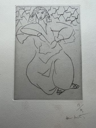 Gravure Matisse - Orientale assis, voile sur la tete    /  Oriental seated, veil on the head