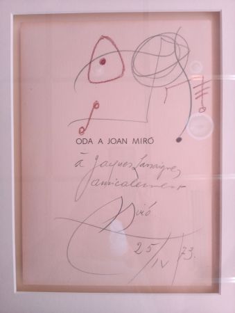 Aucune Technique Miró - Original drawing dedicated to Jacques Lassaigne (with COA)