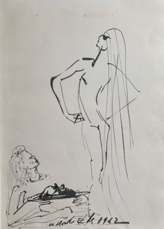 Livre Illustré Dali - Original Drawing Salom, Herod, & The Head of John The Baptist in The Secret Life of Salvador Dali book