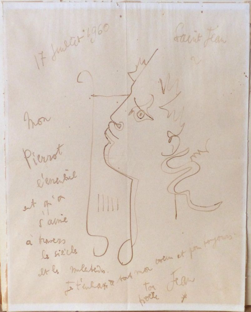 Aucune Technique Cocteau - Orphée à la lyre. Dessin signé