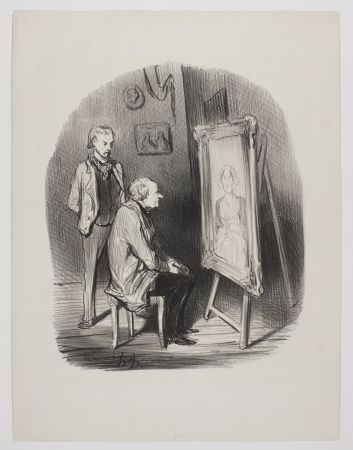 Lithographie Daumier - Oui, C’est bien feue ma femme! ...Seulement je trouve que vous l'avez trop flattée!....