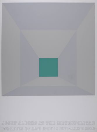 Sérigraphie Albers - P-Green (Josef Albers au Metropolitan Museum of Art), 1971 - Hand-signed
