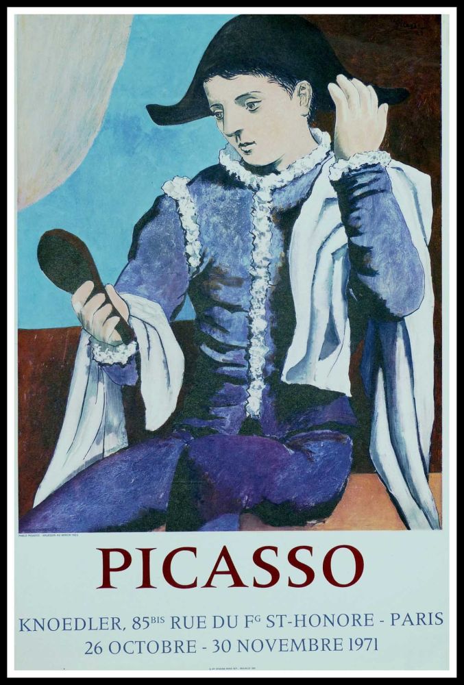 Affiche Picasso - PABLO PICASSO GALERIE KNOEDLER L'ARLEQUIN AU MIROIR 