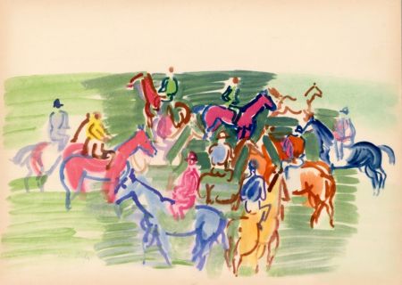 Pochoir Dufy - PADDOCK (1930) de l'album : Douze Contemporains par J. Lassaigne (1959)