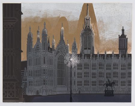 Linogravure Bawden - Palace of Westminster 
