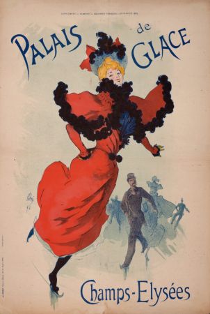 Lithographie Cheret - Palais de Glace, Champs-Elysées, 1895