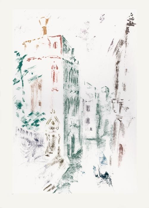 Lithographie Masson - Palais et canal (Voyage à Venise)