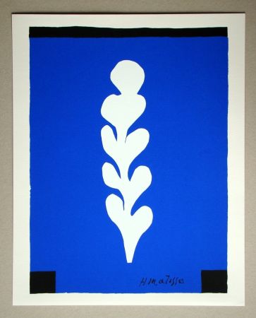 Sérigraphie Matisse (After) - Palme blanche sur fond bleu