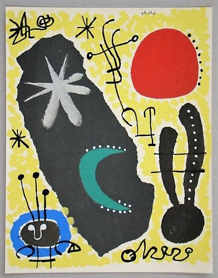 Pochoir Miró - Papier collé, 1955