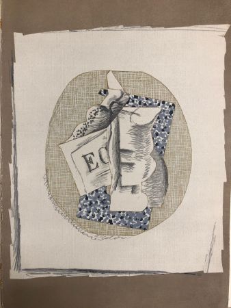 Lithographie Braque - Papiers collés