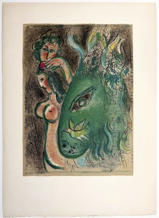 Lithographie Chagall - PARADIS. Lithographie originale à gandes marges pour DESSINS POUR LA BIBLE (1960)