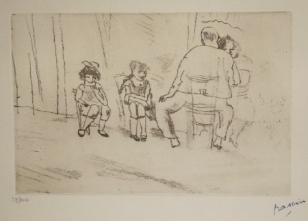 Gravure Pascin - Parents et enfants