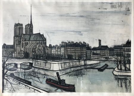 Pochoir Buffet - Paris - Notre-Dame et la Cité