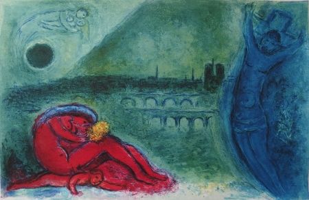 Lithographie Chagall - Paris - Quai de la Tournelle