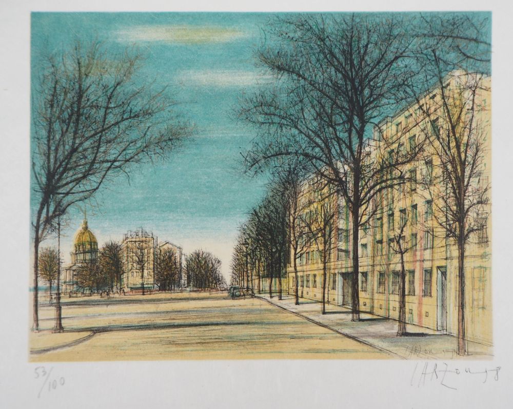 Lithographie Carzou - Paris, Boulevard des Invalides